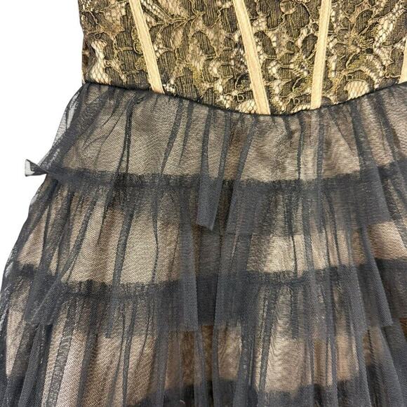 Deb Womens Black Tulle Lace Ruffle Whimsigoth Strapless Coquette Prom Dress 9/10 - Picture 12 of 16